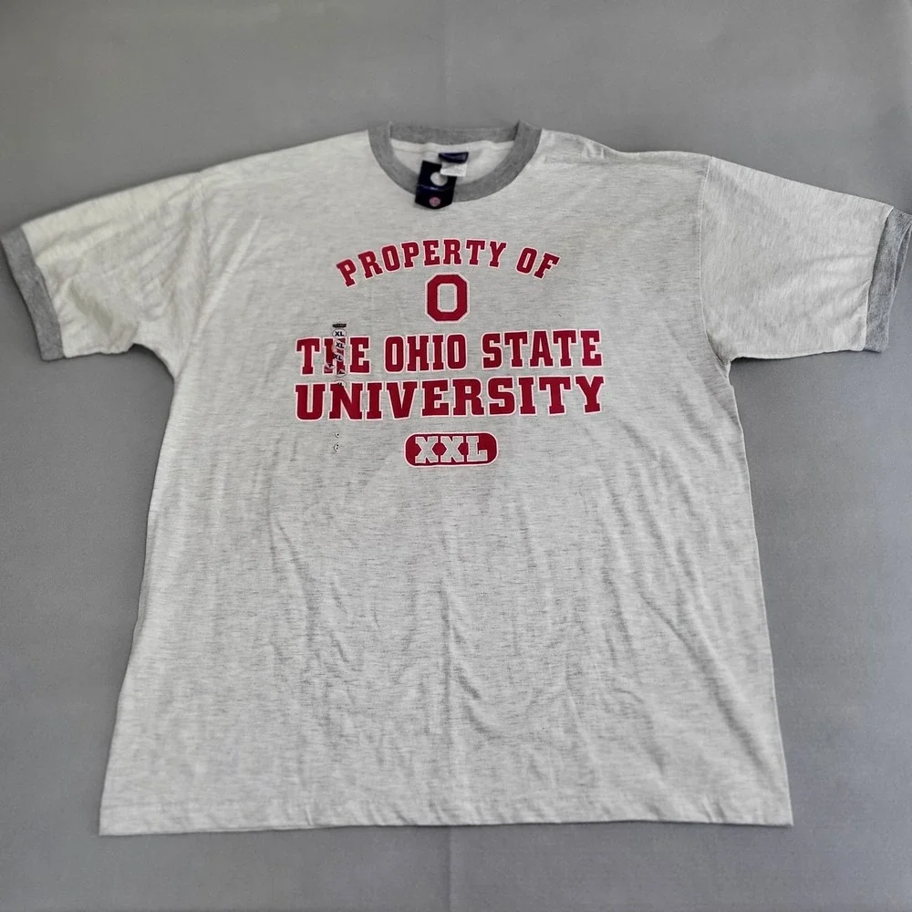 VTG Ohio State University Buckeyes Heather Ringer‎ Tee T-Shirt Size XL NOS NWT